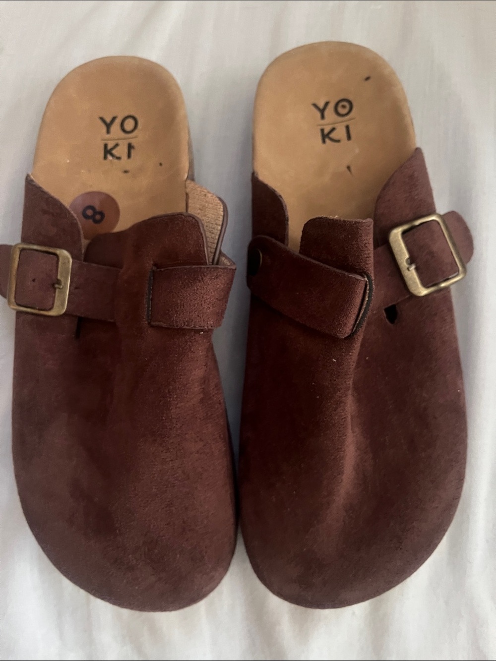 Yoki Kids Brown Suede Buckle Slip-On Clogs